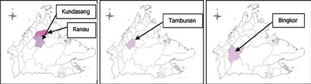 Fadilah Binti Sarbi Rajah 8.1 Ranau Rajah 8.2 Tambunan Rajah 8.3 Keningau Rajah 8.