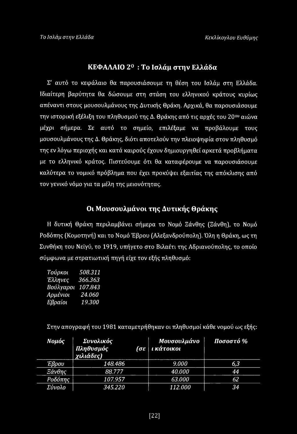 Θράκης από τις αρχές του 20ου αιώνα μέχρι σήμερα. Σε αυτό το σημείο, επιλέξαμε να προβάλουμε τους μουσουλμάνους της Δ.