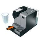 Soulever le levier et insérer la capsule. Baisser le levier et positionner une tasse sous la sortie Café.