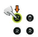 Volume INSTELLEN VOOR CappUCCINO/LATTE MACCHIATO/ ΠΡΟΓΡΑΜΜΑΤΙΣΜΌΣ ΠΟΣΌΤΗΤΑΣ ΓΙΑ CAPPUCCINO/LATTE MACCHIATO Doorloop de stappen 1-5 van het gedeelte «Bereiding van Cappuccino en Latte Macchiato».
