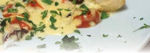 CHEESE, SUN DRIED TOMATO & MILK CREAM SOLMON WITH PEPERS, HONEY AND POTATO