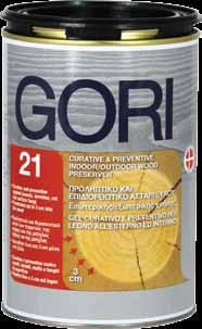 Gori 21 Curative & preventive indoor/outdoor wood preserver New Προληπτικό και θεραπευτικό τζελ για ξύλα. Το GORI 21 είναι κατάλληλο για εσωτερική και εξωτερική χρήση.