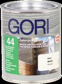 Gori 44 Matt Finish Wood Stain Ματ εμποτιστικό ξύλου βασισμένο σε αλκυδικές ρητίνες, βάσεως νεφτιού. Περιέχει μυκητοκτόνο κατά της μούχλας που προσβάλει την επιφάνεια του ξύλου.