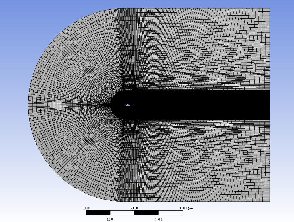 Μελέτη δυνάμεων πηδαλίου με κώδικα CFD Fluent και εφαρμογή για προσομοίωση ελικτικότητας Σχήμα 3.12: Πανοραμική άποψη για το δισδιάστατο πλέγμα της αεροτομης Naca 0015. Σχήμα 3.13: Έμφαση στο πυκνότερο πλέγμα γύρω από την αεροτομή Νaca 0015.