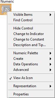 Change to Control και Change to Indicator Επιλέγοντας το Change to Control/Change to Indicator αλλάζουμε ένα υπάρχον control (αντικείμενο εισόδου) σε ένα indicator (αντικείμενο εξόδου) ή το