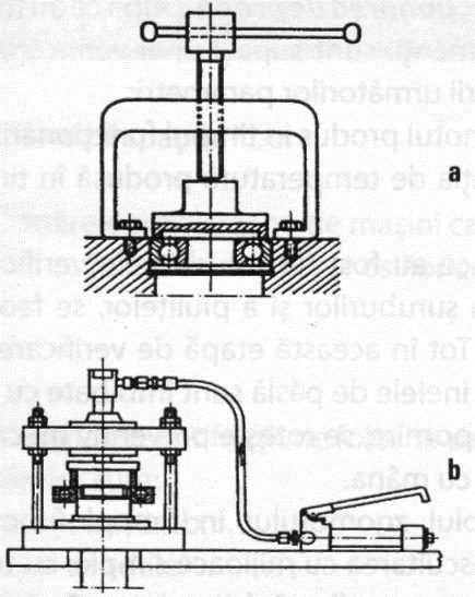 să se realizeze condiţii corespunzătoare de ungere; - montarea şi demontarea rulmenţilor să fie făcute nu prin lovire directă, ci prin intermediul unor piese sau al unor dispozitive care au o