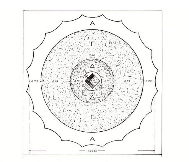 Εικόνα 1.14 Σχεδιαστική αναπαράσταση και φωτογραφία των λαξευμένων δακτυλίων της έδρας ενός σπονδίλου. (Η αρχιτεκτονική του Παρθενώνος, Α. Κ.