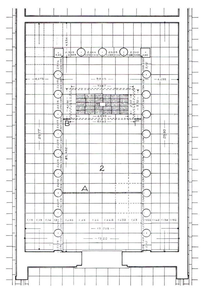 Εικόνα 1.32 Διαστάσεις και αναλογίες των εσωτερικών κιόνων του κυρίως ναού. (Η αρχιτεκτονική του Παρθενώνος, Α.Κ. Ορλάνδος, 1950-1952) Εικόνα 1.