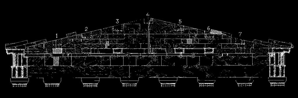 1.3.14 Η Στέγη Θα κλείσουμε την ανάλυση του δομικού συστήματος του Παρθενώνα με την περιγραφή της δίκλινης στέγης που κάλυπτε τον ναό.