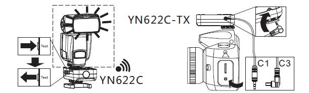 το YN622C στη λειτουργία ETTL, ρυθμίστε το controller στη λειτουργία GR και χειροκίνητο (M) φλας και ρυθμίστε το επίπεδο ισχύος. 9.