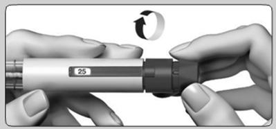 Εάν δεν παρατηρήσετε μια μικροσκοπική(ές) σταγόνα(ες) υγρού στο άκρο ή κοντά στο άκρο της βελόνας την πρώτη φορά που χρησιμοποιείτε μια νέα συσκευή τύπου πένας: 1.