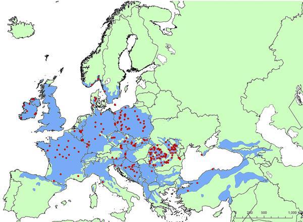 Προστασία in situ της Quercus petraea Οι κουκίδες αντιπροσωπεύουν τις επιλεγμένες