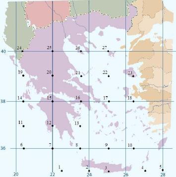 Σχήμα 4- Τα κέντρα των 27 περιοχών Στη συνέχεια παρατίθενται τα