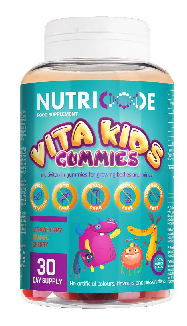 VITA KIDS ΖΕΛΕΔΑΚΙΑ ΣΥΜΠΛΗΡΩΜΑ ΔΙΑΤΡΟΦΗΣ λαχταριστά πολυβιταμινούχα ζελεδάκια για την ανάπτυξη του σώματος και του μυαλού.
