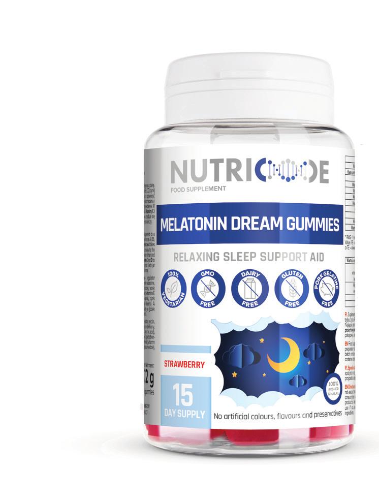 ΖΕΛΕΔΑΚΙΑ MELATONIN DREAM ΣΥΜΠΛΗΡΩΜΑ ΔΙΑΤΡΟΦΗΣ ενίσχυση του χαλαρωτικού ύπνου 5 mg μελατονίνη σε ζελεδάκια ΖΕΛΕΔΑΚΙΑ ΜΕΛΑΤΟΝΙΝΗΣ ΜΕ ΓΕΥΣΗ ΦΡΑΟΥΛΑ Η μελατονίνη αποκαλείται ως η ορμόνη του ύπνου,