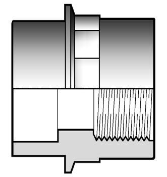Profile cu Asamblare prin Lipire - Extensii DIMENSIUNI ISO-BSP DIFV Mufǎ de trecere la un capǎt neted pentru asamblare prin lipire,celǎlalt capǎt cu filet interior (doar pentru filet din material