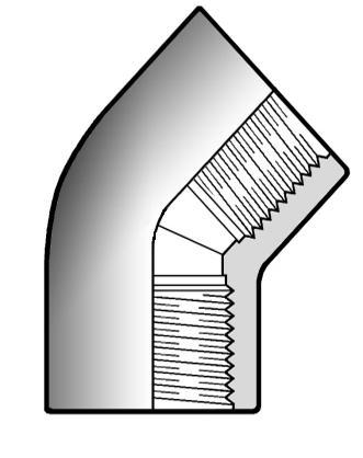 GFV212 17,90-16 03 3" 16 GFV300 26,18-9 03 4" 16 GFV400 43,87-10 02 HFV Cot de 45,cu asamblare la ambele capete cu filet R PN Cod Articol Euro mbala 1/2" 16 HFV012 3,42 10 360 04