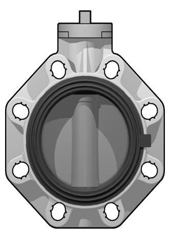 FKOV/FM Robinet Fluture PVC-U cu Mâner Acționare manualǎ Discul interior din PVC-U d DN PN Cod Articol EPDM Euro FPM Cod Articol Euro Robinet Fluture Seria FK Corpul din PVC-U 50-1 1/2" 40 16