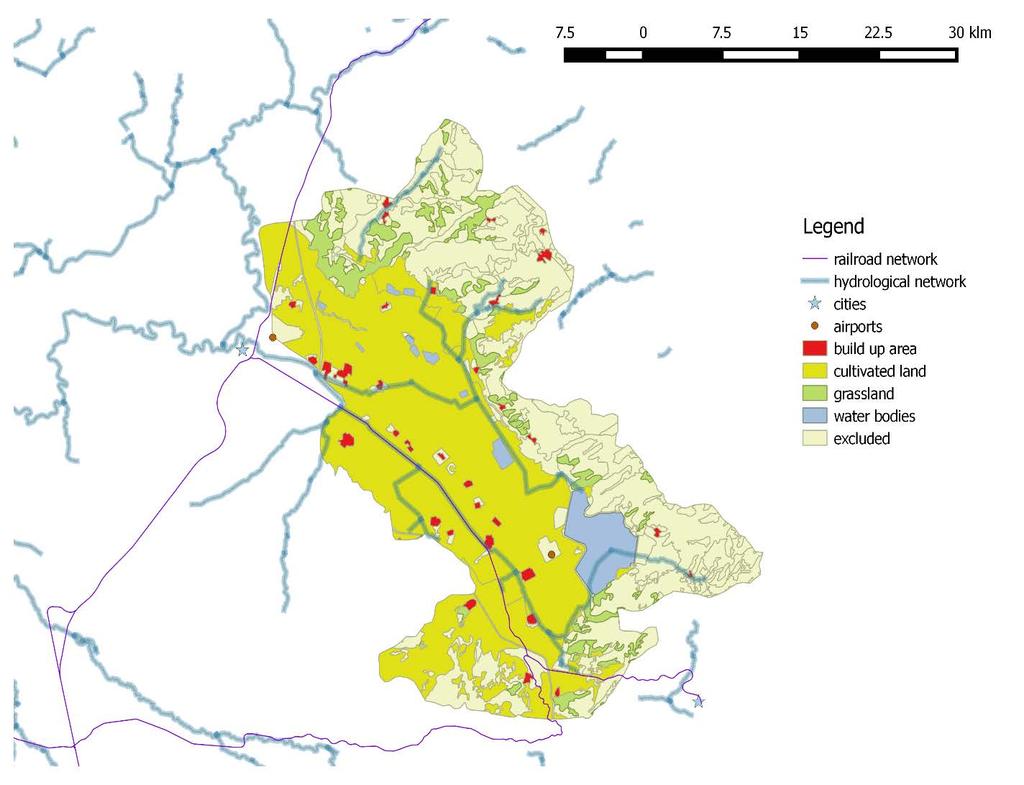 Κύριες χρήσεις - κάλυψης γης Οι κύριες χρήσεις - κάλυψης γης της περιοχής μελέτης: οικισμοί 1,92%.