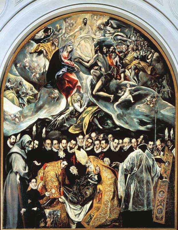 Τίτλος: Η ταφή του κόµη Οργκάζ Καλλιτέχνης: Ελ Γκρέκο Χρονολογία: 1568 Υλικό: Λάδι σε καµβά Περιγραφή: Ο οµίνικος Θεοτοκόπουλος γεννήθηκε στην Κρήτη το 1547 όπου εκπαιδεύτηκε στην τέχνη των