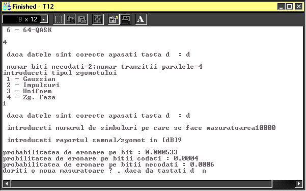 4 Modulaţii codate trellis. Definire, proprietăţi şi performanţe Aplicaţia 8.. Fig. 8.. Interfaţa cu utilizatorul a programului T.exe Observaţie!
