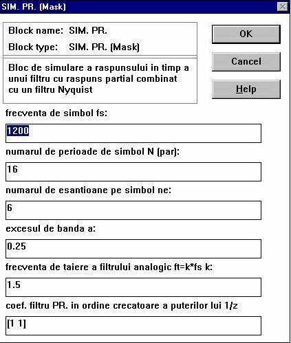 m, descris în lucrarea dedicată studiului implementării filtrelor de tip RC şi RRC, şi simulează filtrul PR şi blocul de conversie D/A, cu posibilitatea modificării