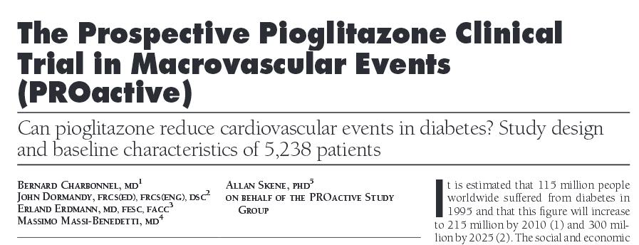 5,238 ασθενείς με ΣΔτ2 και μακροαγγειοπάθεια πιογλιταζόνη vs placebo για