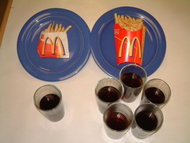 Example of changes in standard serving sizes of McDonalds fries and Coca-Cola 1955