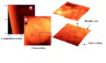 Microfire metalice pentru ţesături de ecranare electromagnetică Descriere Microfirele feromagnetice şi microfirele electric conductive nemagnetice acoperite cu un înveiş de sticlă, cu lungimi de până