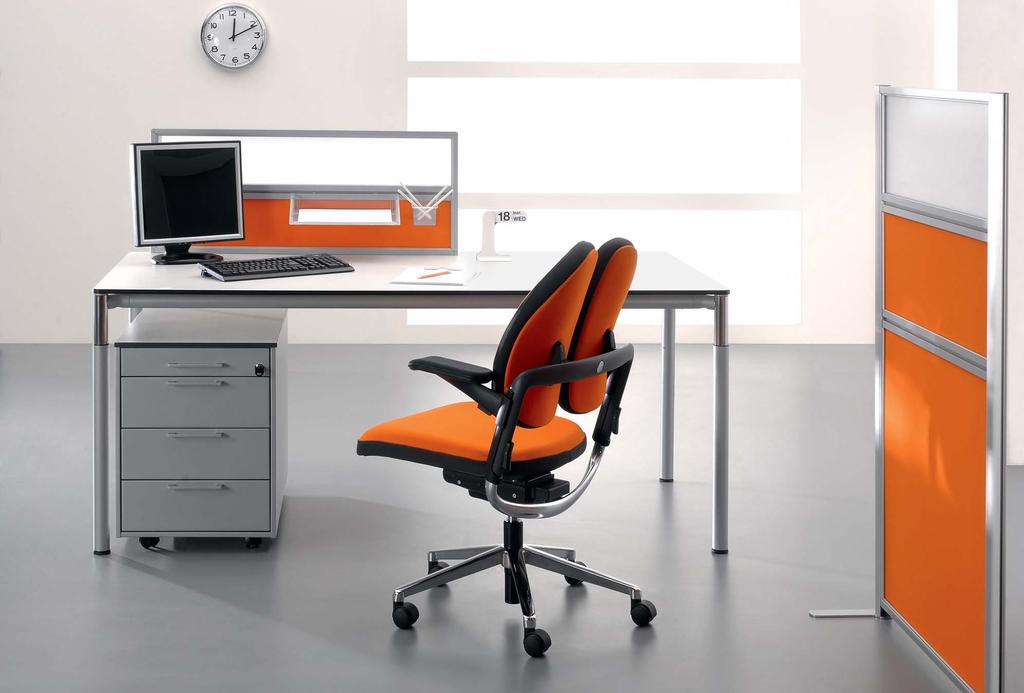 Work surfaces, modesly panels, cabinet and bookcases tops from compact laminate in a variety of colours and