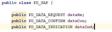 5.5.4 PD_SAP Java Class Ενώ στην κλάση PD_SAP χρησιμοποιούνται οι εντολές: PD_DATA_REQUEST: αιτείται την μεταφορά ενός MPDU (PSDU) από το MAC sublayer στην τοπική οντότητα PHY.