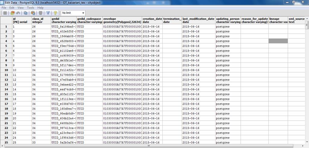 βάσης δεδομένων OT_kaisariani_tex (Import) (Σχ. 4-20). Σχήμα 4 20: Validate & Import XML Πηγή: 3DCityDB-Importer-Exporter-1.