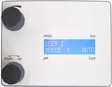 5. Εργασία με τη συσκευή Πλήκτρο/ Κουμπί ρύθμισης 1 2 1 2 1 2 ημιαυτόματος τρόπος λειτουργίας κοπής Περιστροφικό κουμπί 2, Τρόπος λειτουργίας Επιλογή μεταξύ AUTO και MAN με το περιστροφικό κουμπί 1
