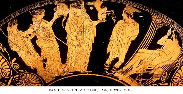 (Πάρις λέγει πρὸς τὰς θεάς.) Πάρις χαῖρε, ὦ Ἥρα. σὺ ἡ καλλίστη εἶ; Ἥρα πάνυ γε. ἐγὼ δὲ καὶ ἰσχυρά εἰμι. παρέχω οὖν σοι δῶρον, στρατιάν. Πάρις τὸ δὲ δῶρον οὐ καλόν ἐστιν.