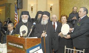 (far left) Greek Letters Celebration Honors Metropolitan Alexios, Dimitrios and Georgia Kaloidis NEW YORK.