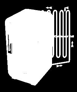 Συμπυκνωτής, στο πίσω μέρος του ψυγείου όπου το ψυκτικό υγρό που είναι σε αέρια κατάσταση συμπυκνώνεται και υγροποιείται.