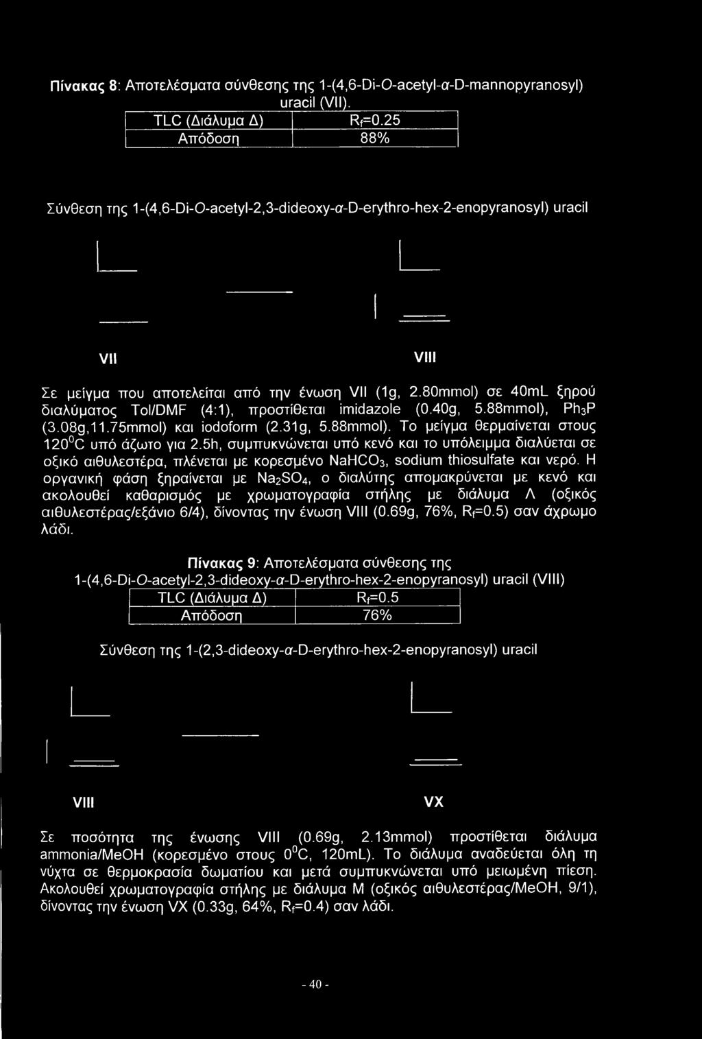 80mmol) σε 40mL ξηρού διαλύματος Tol/DMF (4:1), προστίθεται imidazole (0.40g, 5.88mmol), Ph3P (3.08g,11.75mmol) και iodoform (2.31 g, 5.88mmol). To μείγμα θερμαίνεται στους 120 C υπό άζωτο για 2.