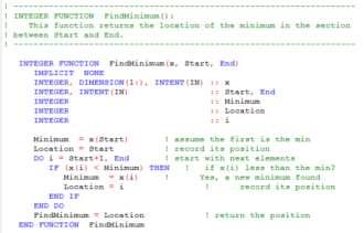 6.2 Ταξινόμηση πίνακα H function FindMinimum( ) λαμβάνει πίνακα x( ), μια αρχική