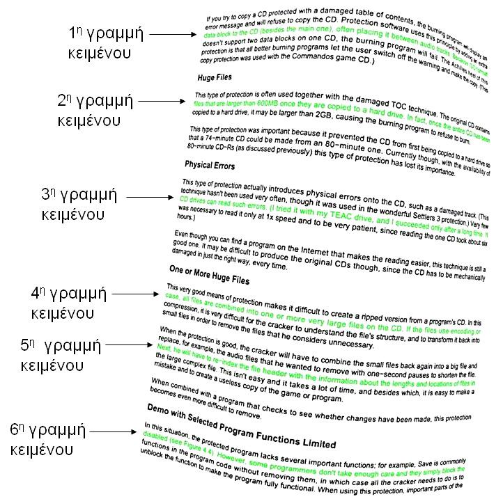 4.4.1 Μαρκάρισµα Εικόνας από τον Χρήστη Στο πρώτο στάδιο της µεθόδου ο χρήστης επιλέγει και µαρκάρει N γραµµές κειµένου ορίζοντας διάφορα σηµεία σε κάθε γραµµή.