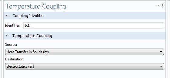 γ)μέσω του multiphysics Temperature Coupling, καταφέρνουμε να πετύχουμε σύζευξη των δύο διεπαφών φυσικής, χωρίς όμως να λαμβάνουμε υπόψιν τη εξάρτηση που έχει η ηλεκτρική αγωγιμότητα σ από τη