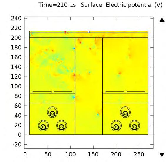 µs Surface: Temperature (K) Contour: Temperature (K) Arrow Surface: