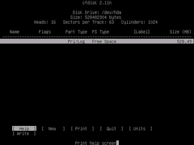Παράρτημα III Το πρόγραμμα cfdisk Για τον διαχωρισμό ενός σκληρού δίσκου (ή άλλης μονάδας block, όπως ένα USB memory stick) σε διαμερίσματα, είναι απαραίτητη η χρήση ενός ειδικού προγράμματος