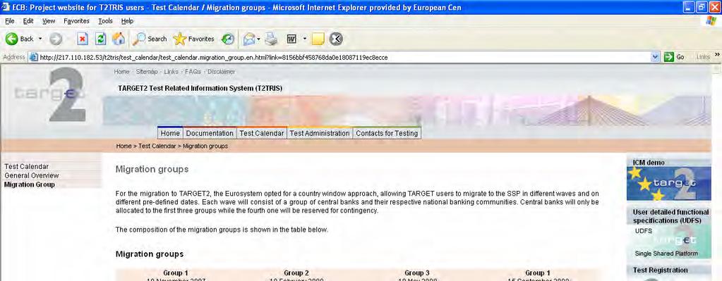 4.3.2 Οµάδες Μετάπτωσης Test Calendar Migration Groups Εδώ υπάρχει