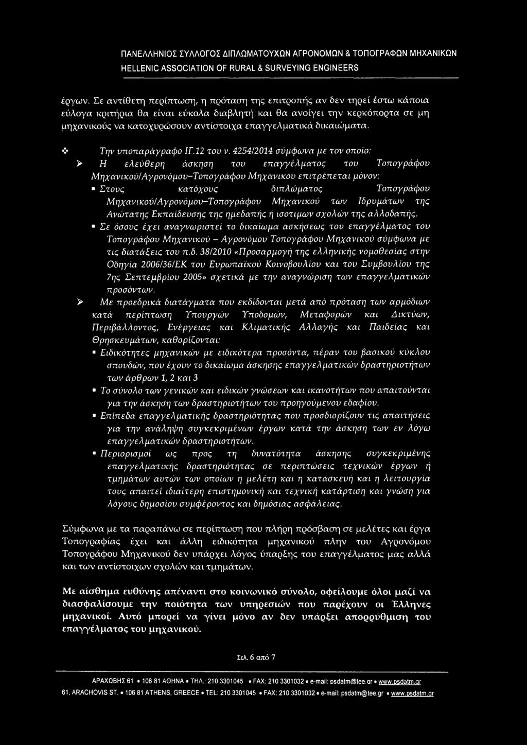 επαγγελματικά δικαιώματα. Την υποπαράγραφο 77". 22 τον ν.