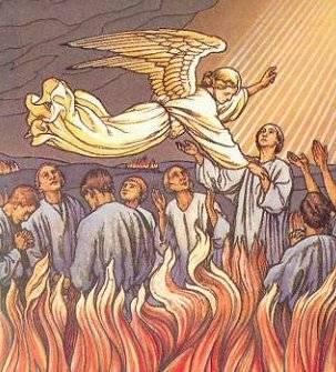 ΡΩΜΑΙΟΚΑΘΟΛΙΚΙΣΜΟΣ ΚΟΛΑΣΗ & ΠΑΡΑΔΕΙΣΟΣ Χαρακτηριστική είναι η απεικόνιση του Καθαρτηρίου Πυρός, όπου άγγελος,