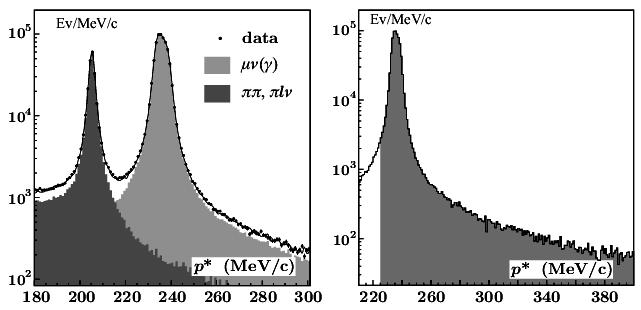 BR(K + µ + ν(γ)) Tag from K µ ν Subtraction of π + π 0, π 0 l + ν background Count events in (225,400) MeV window