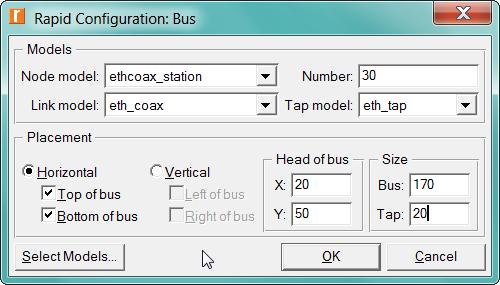 Στο πλαίσιο διαλόγου Rapid Configuration:Bus θέστε τις ακόλουθες τιμές και πατήστε ΟΚ. 4.
