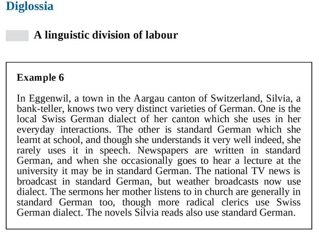 Diglossia: An example (Holmes &
