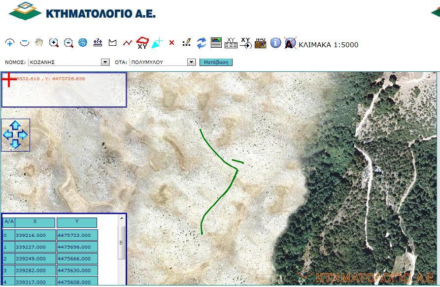 ορθοφωτογραφίες δεν διακρίνονται οι ανεμογεννήτριες ή η εσωτερική οδοποιία παρά μόνο η πορεία που ακολουθήθηκε