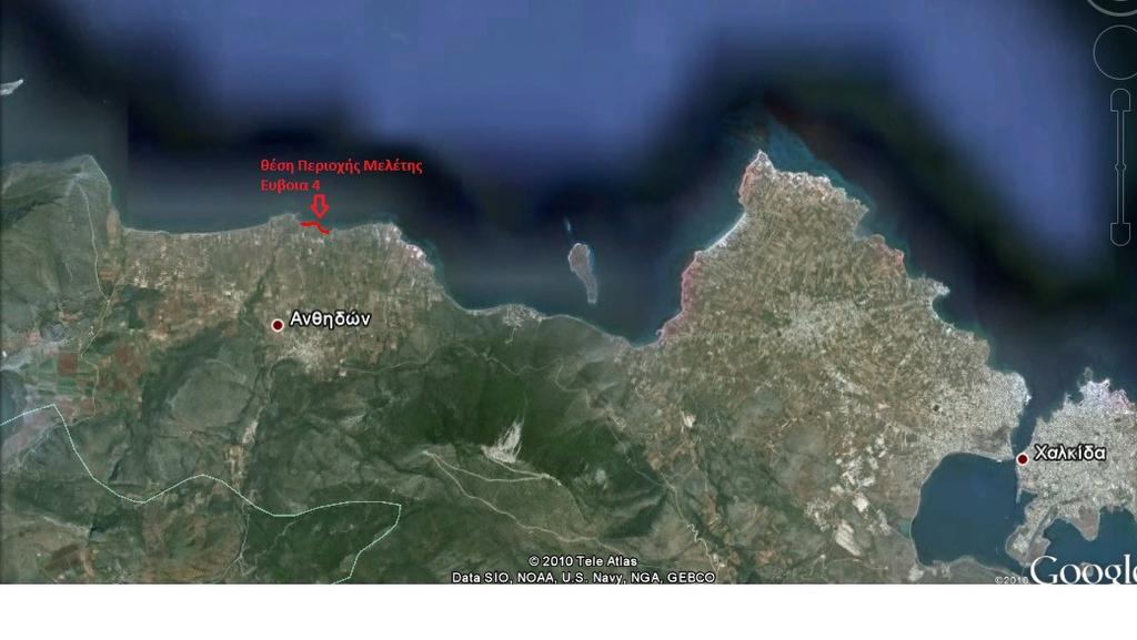 Συµπεράσµατα Παρατηρείται ότι η ΠΟΑ προσεγγίζει την καθορισµένη οριογραµµή του αιγιαλού σε ολόκληρο το µήκος της. 3.3.13 13. Εύβοια 4 θέση «Μαντρακι» - ήµος Ανθηδώνας Ν.